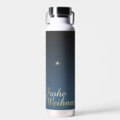 Blaues Weihnachtsmotiv mit goldenem Weihnachtsbaum Trinkflasche (Vorne)