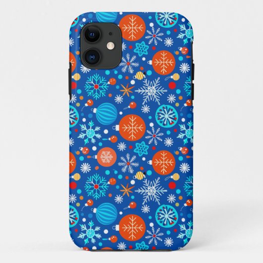 Blaues Weihnachtsmuster Case-Mate iPhone Hülle (Rückseite)