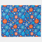 Blaues Weihnachtsmuster Fleecedecke (Vorderseite (Horizontal))
