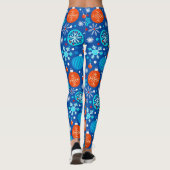 Blaues Weihnachtsmuster Leggings (Rückseite)