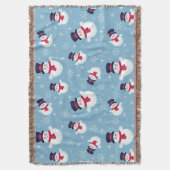 Blaues Weihnachtsmuster mit Schneemännern und Decke (Vorderseite Vertikal)