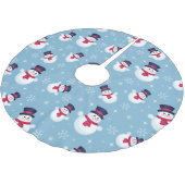 Blaues Weihnachtsmuster mit Schneemännern und Polyester Weihnachtsbaumdecke (Schrägansicht)