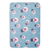 Blaues Weihnachtsmuster mit Schneemännern und Schn Badematte (Vorderseite Vertikal)