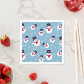 Blaues Weihnachtsmuster mit Schneemännern und Schn Serviette (Beispiel)