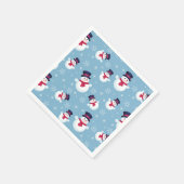 Blaues Weihnachtsmuster mit Schneemännern und Schn Serviette (Ecke)