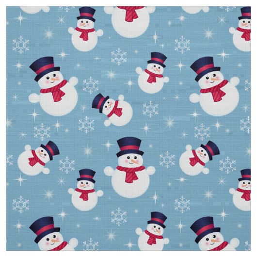 Blaues Weihnachtsmuster mit Schneemännern und Schn Stoff (Muster)