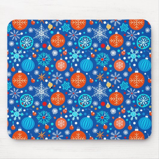 Blaues Weihnachtsmuster Mousepad (Vorne)