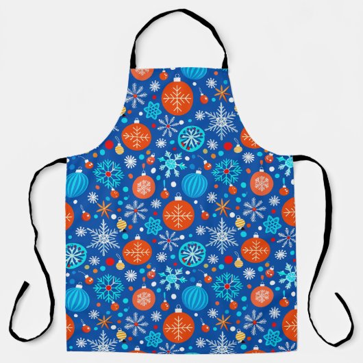 Blaues Weihnachtsmuster Schürze (Vorderseite)