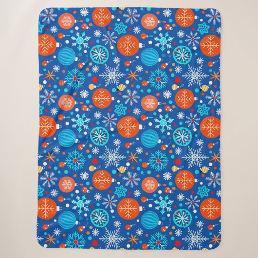 Blaues Weihnachtsmuster Sherpadecke (Vorderseite)