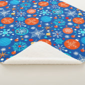 Blaues Weihnachtsmuster Sherpadecke (3/4)