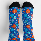 Blaues Weihnachtsmuster Socken (Oben)