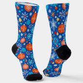 Blaues Weihnachtsmuster Socken (Gewinkelt)