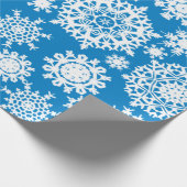Blaues Weihnachtsschneeflocke-Muster-Packpapier Geschenkpapier (Ecke)