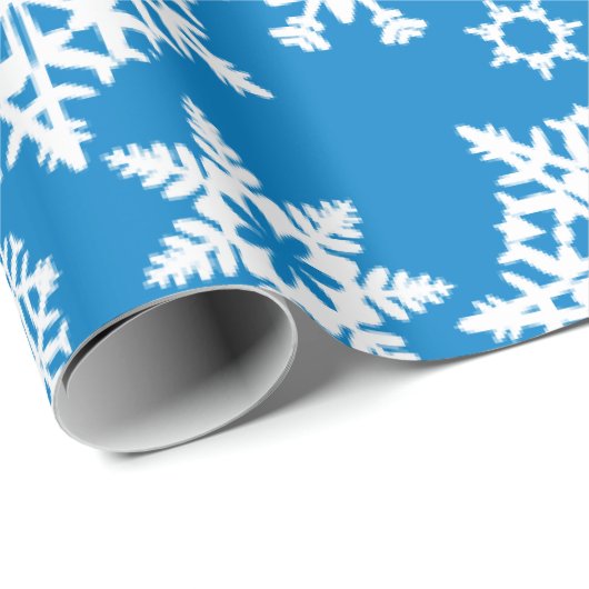 Blaues Weihnachtsschneeflocke-Muster-Packpapier Geschenkpapier (Rolleneckpunkt)