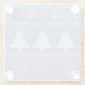 Blaues Weihnachtsstrickmotiv Glasuntersetzer (Rückseite)