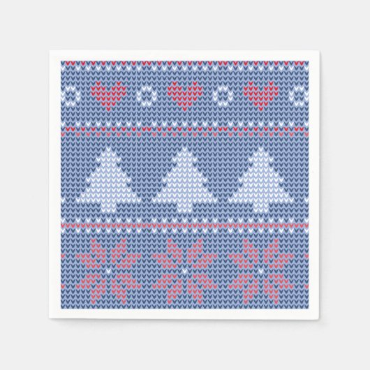 Blaues Weihnachtsstrickmotiv Serviette (Vorderseite)