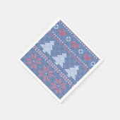 Blaues Weihnachtsstrickmotiv Serviette (Ecke)