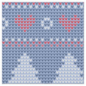Blaues Weihnachtsstrickmuster Stoff (Nahaufnahme)