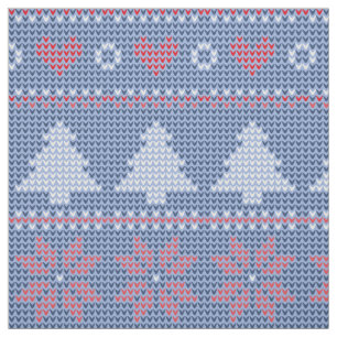 Blaues Weihnachtsstrickmuster Stoff