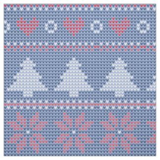 Blaues Weihnachtsstrickmuster Stoff
