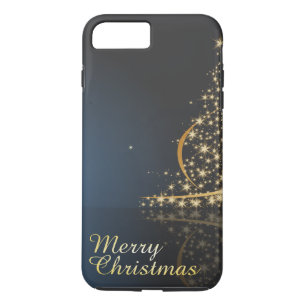 Blaues Weihnachtsthema mit goldenem Weihnachtsbaum Case-Mate iPhone Hülle