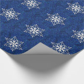 Blaues Weihnachtswackelpapier mit Schneeflocken Geschenkpapier (Ecke)