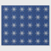 Blaues Weihnachtswackelpapier mit Schneeflocken Geschenkpapier (Flach)