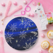 Blaues Weihnachtsweiße Schnefeiertage Pappteller (Party)