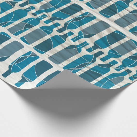 Blaues Weinflaschen-Muster-Packpapier Geschenkpapier (Ecke)