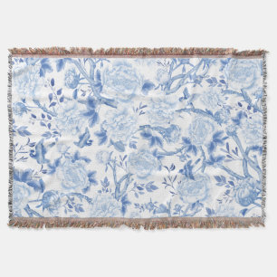 Blaues Weiß Chinoiserie Blumenzunge Birds Muster Decke