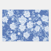 Blaues Weiß Chinoiserie Vögel & Blumenporzellan Geschenkpapier Set (Vorderseite 2)