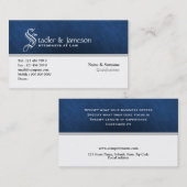 Blaues Weiß des schlichten männlichen Monogramms Visitenkarte (Vorne/Hinten)