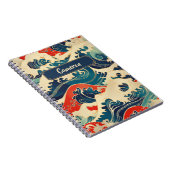 Blaues Weiß Japanische Ozeanwelle Traditionelle Ku Notizblock (Rechte Seite)