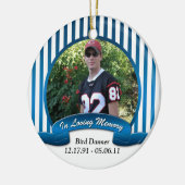 Blaues Weiß Striped in liebevoller Keramikornament (Links)