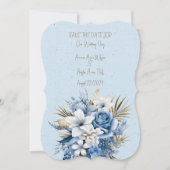 Blaues Weiß und braunes Blumenbouquet Save The Date (Vorderseite)