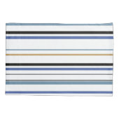 Blaues Weiß und goldene Streifen an der Küste Pill Kissenbezug (Rückseite-Links)