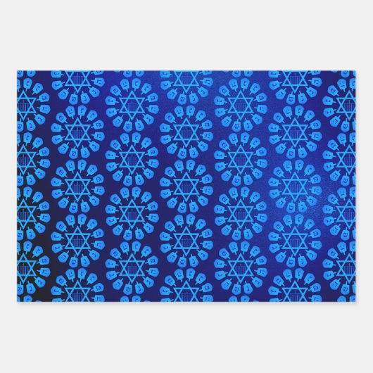 Blaues Weiß und Silver Hanukkah Motif Geschenkpapier Set (Vorderseite 2)