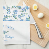 Blaues Weiß Vergiss mich nicht Muster Geschirrtuch (Viertel Falte)