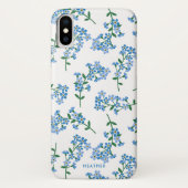 Blaues Weiß vergisst mich nicht Blumenmuster Case-Mate iPhone Hülle (Rückseite)