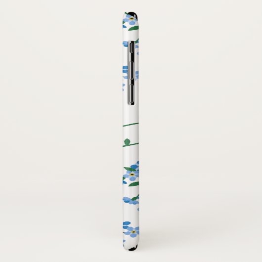 Blaues Weiß vergisst mich nicht Blumenmuster Case-Mate iPhone Hülle (Hinten/Links)