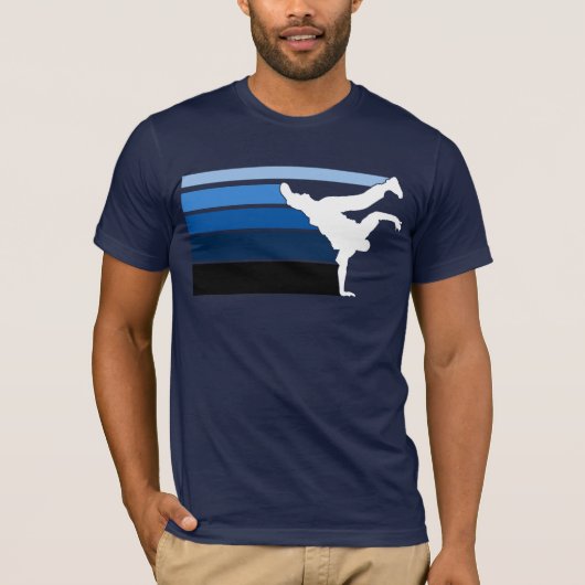 Blaues Weißes BBOY Steigung T-Shirt (Vorderseite)