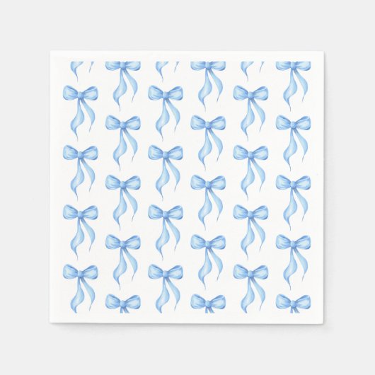 Blaues weißes Bow-Muster-Brautparty Serviette (Vorderseite)