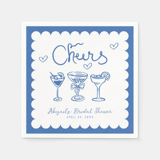Blaues, weißes Brautparty Serviette (Vorderseite)
