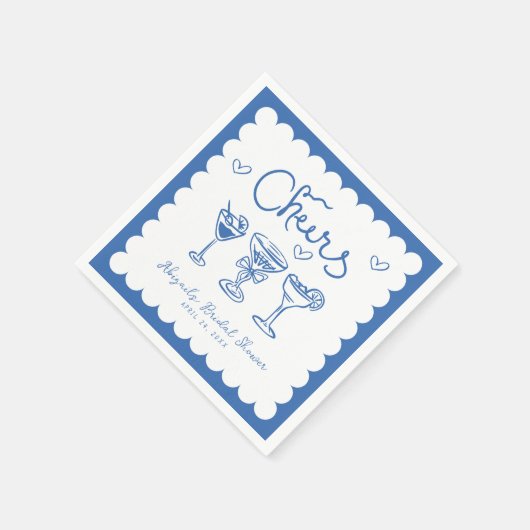 Blaues, weißes Brautparty Serviette (Ecke)