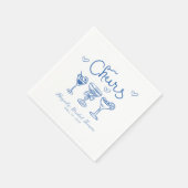 Blaues, weißes Brautparty Serviette (Ecke)