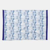 Blaues weißes Delft Sailboat Muster Blaue Grenze Geschirrtuch (Horizontal)