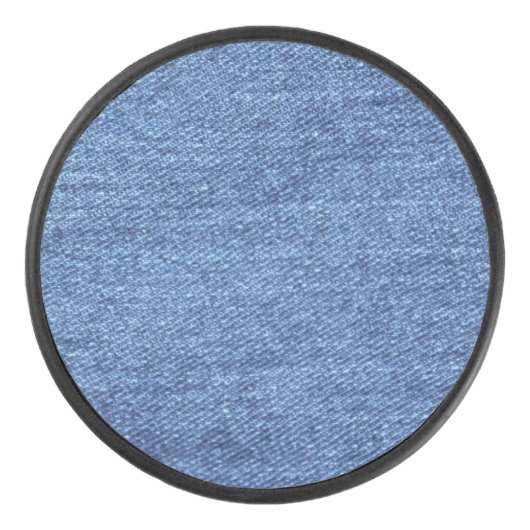 Blaues weißes Denim Textur-Bild Eishockey Puck (Vorderseite)