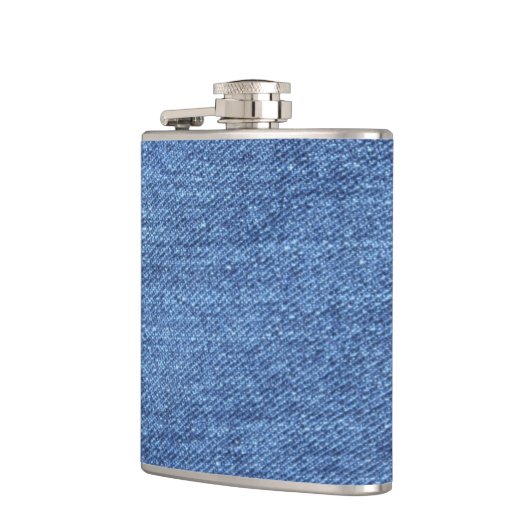 Blaues weißes Denim Textur-Bild Flachmann (Links)