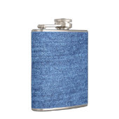 Blaues weißes Denim Textur-Bild Flachmann (Rechts)