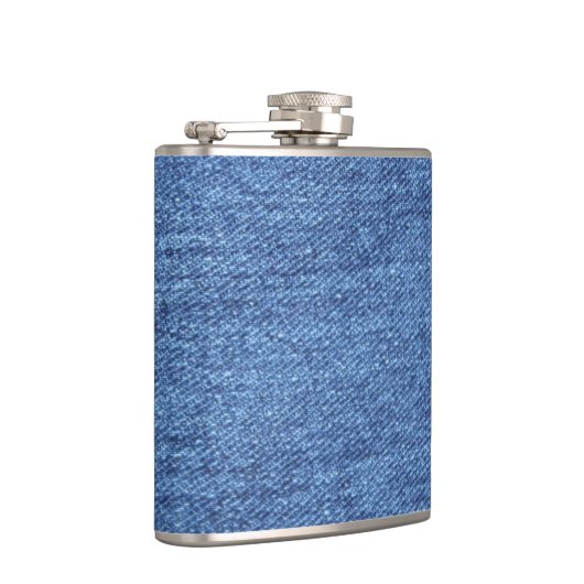 Blaues weißes Denim Textur-Bild Flachmann (Rechts)